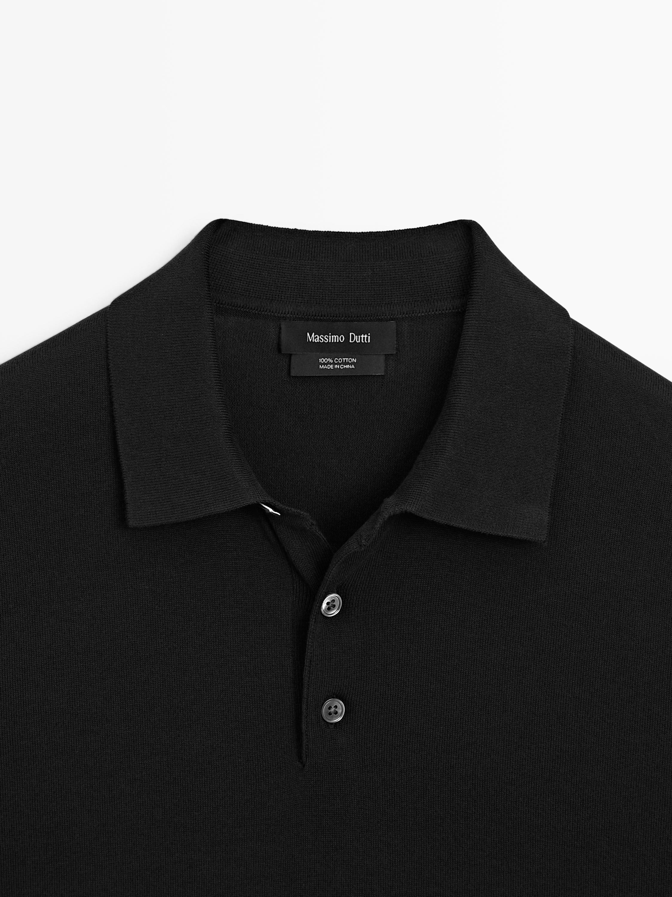 Short sleeve cotton knit polo shirt