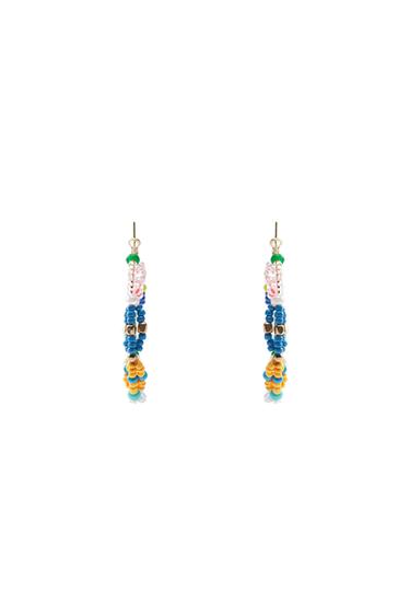 BEAD AND PEARL HOOP EARRINGS