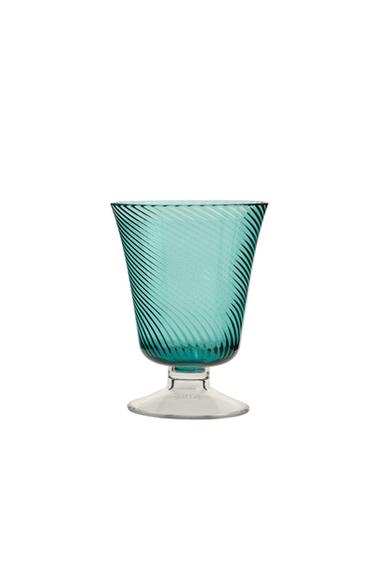ACRYLIC WINE GLASS WITH LINEAR DESIGN - Turquoise by Zara