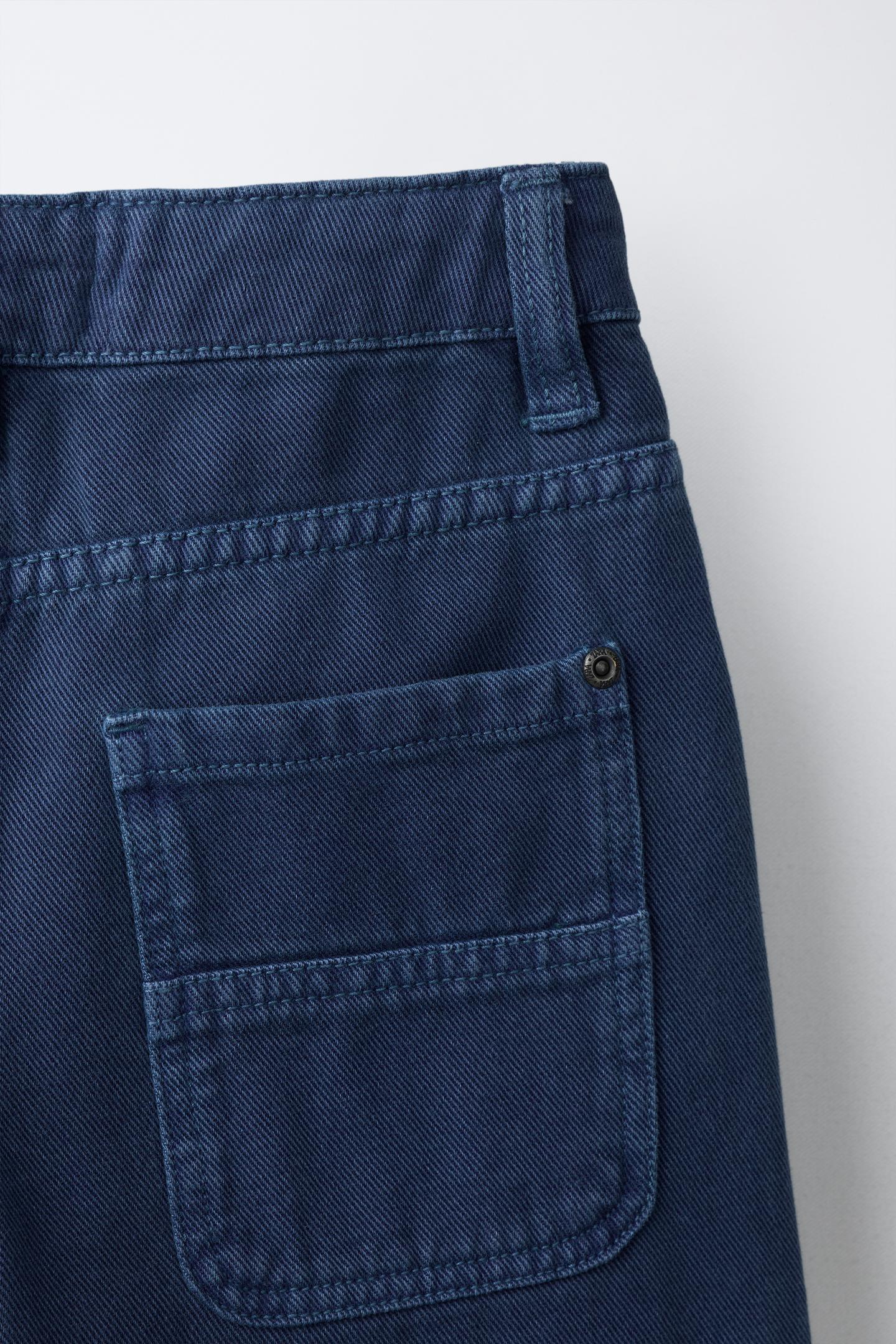 Детские брюки Zara Washed-Effect Carpenter, цвет: Синий — фото 5