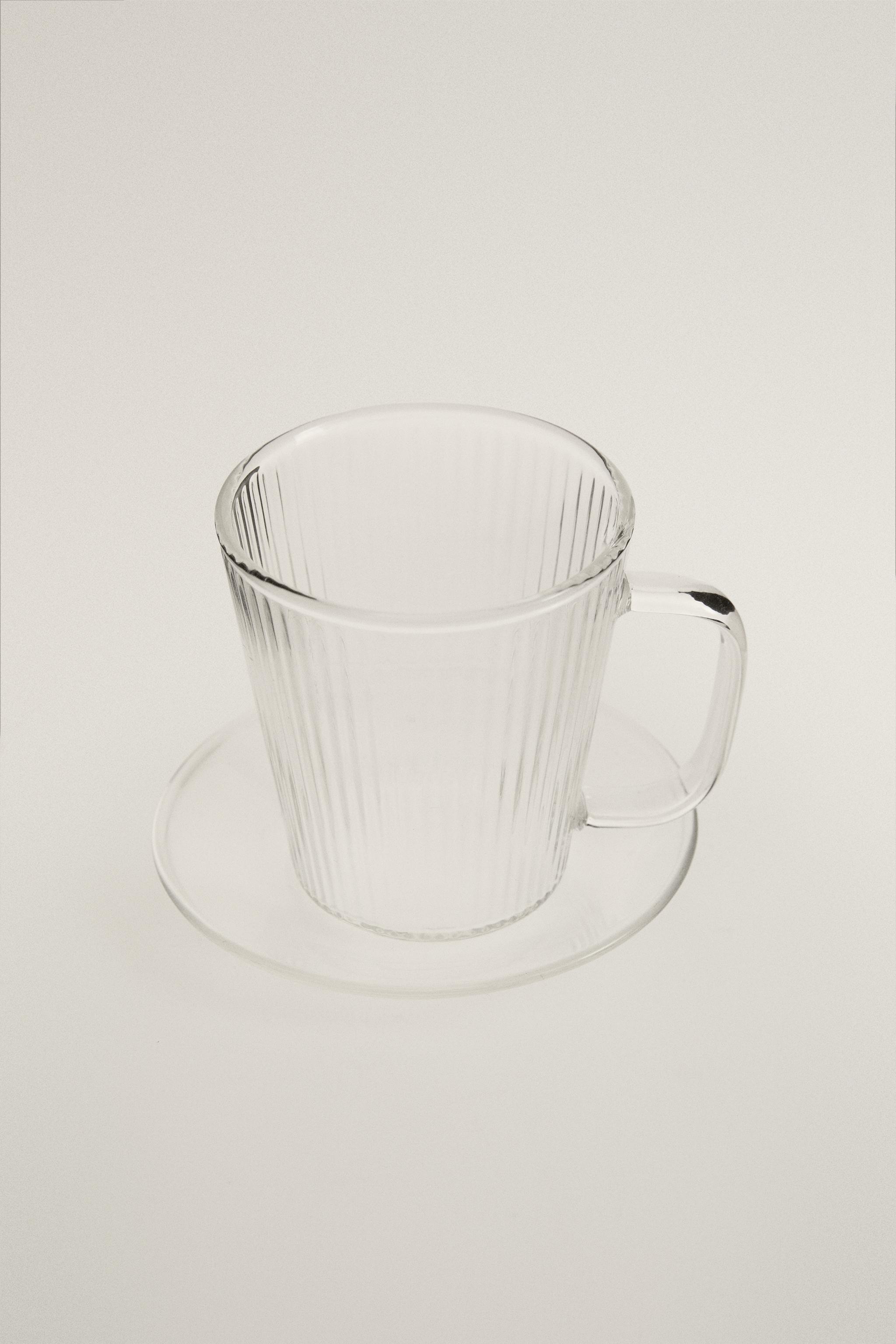 BOROSILICATE GLASS COFFEE CUP AND SAUCER — Transparent