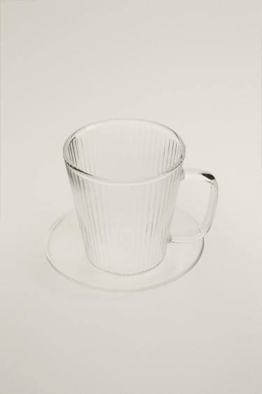 BOROSILICATE GLASS COFFEE CUP AND SAUCER — Transparent 3