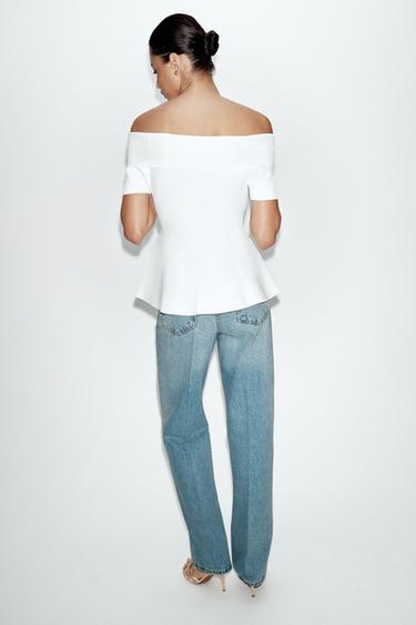 KNIT BOAT NECK TOP - White by Zara - Image 3