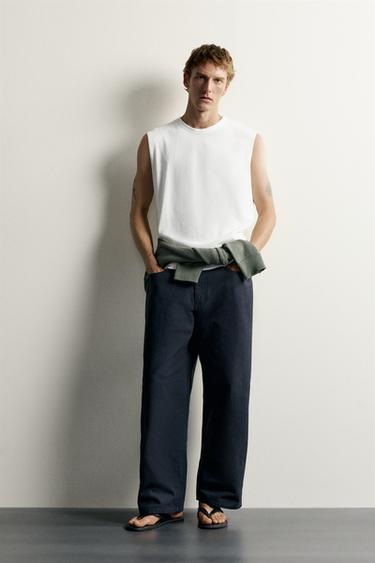 CAMISETA TANK CUELLO COMBINADO - Blanco de Zara