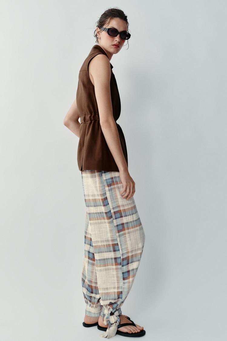 PANTALÓN SAROUEL A CUADROS CON MOÑOS 2