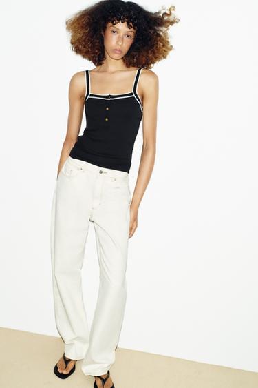 TOP TIRANTES VIVOS CONTRASTE - Negro / Blanco de Zara - Imagen 0