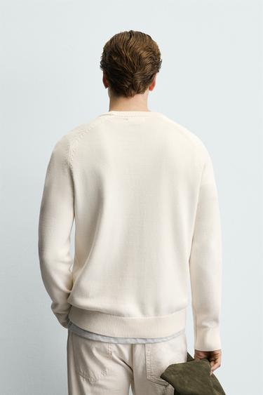 PULL STRUCTURÉ EN COTON - Blanc cassé de Zara - Image 2