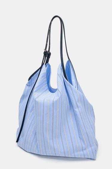 SAC SHOPPER EN TISSU - Bleu de Zara - Image 2