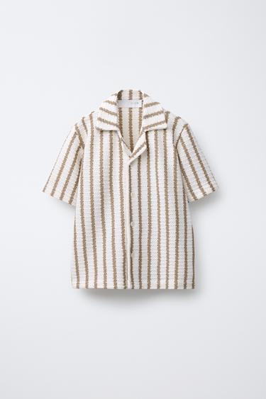 HEMD MIT GESTREIFTEM STRUKTURMUSTER - Cremefarben / Beige von Zara - Bild 0