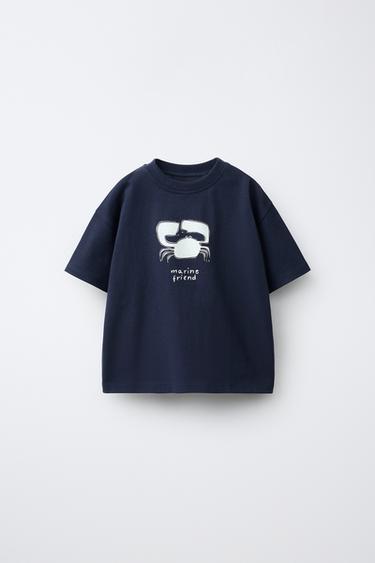 T-SHIRT MET KRABBENPRINT - Marineblauw van Zara - Afbeelding 0