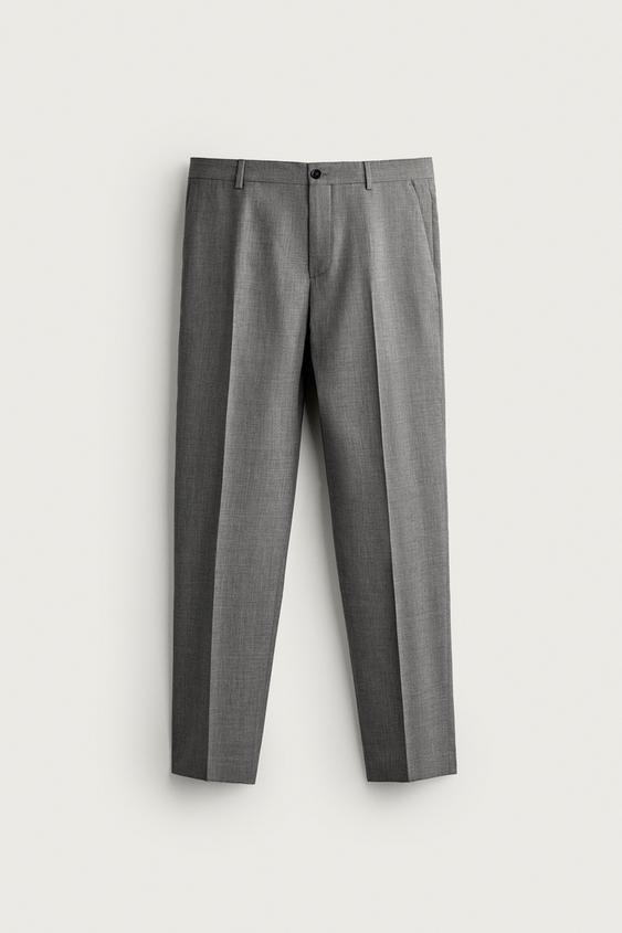 PANTALÓN REGULAR FIT TRAJE CON LANA - Gris de Zara - Imagen 0