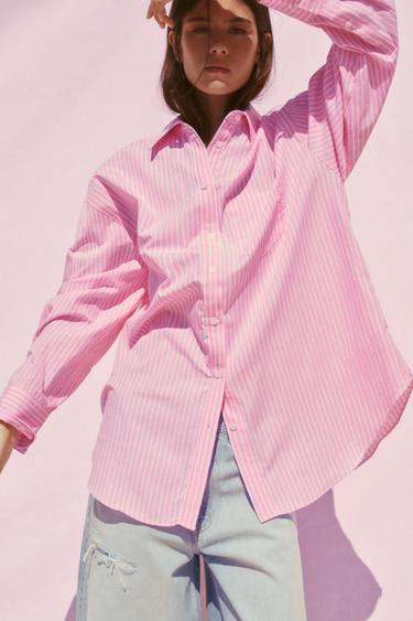 STRIPED OVERSIZE SHIRT - Pink by Zara