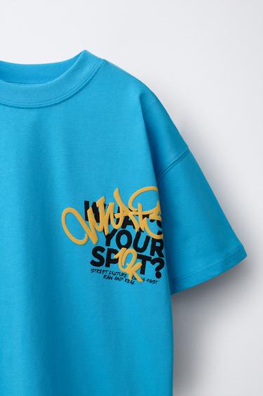 T-SHIRT À IMPRIMÉ GRAFFITI - Bleu de Zara - Image 2