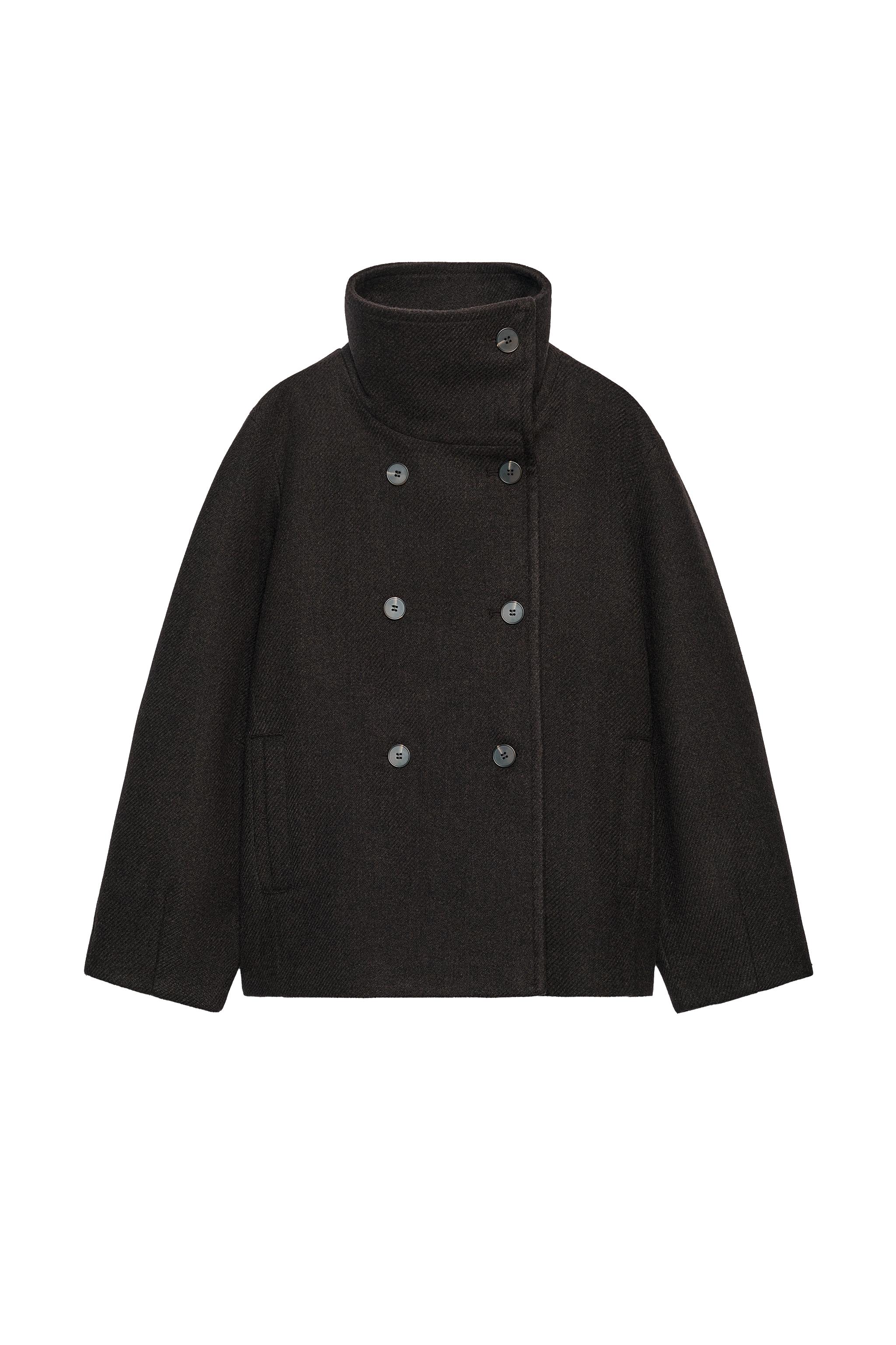ZARA ハイネックショートコート グレー HIGH-NECK SHORT COAT - Brown | ZARA United States