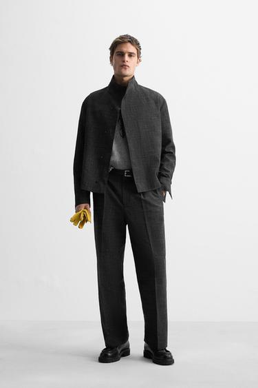 TEXTURED BUTTON-UP SUIT TROUSERS - Anthracite Grey by Zara - Image 0