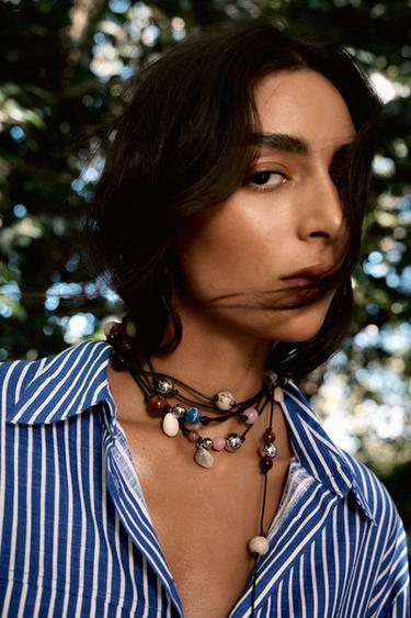 MULTI-WAY BEADED CORD NECKLACE - Black by Zara