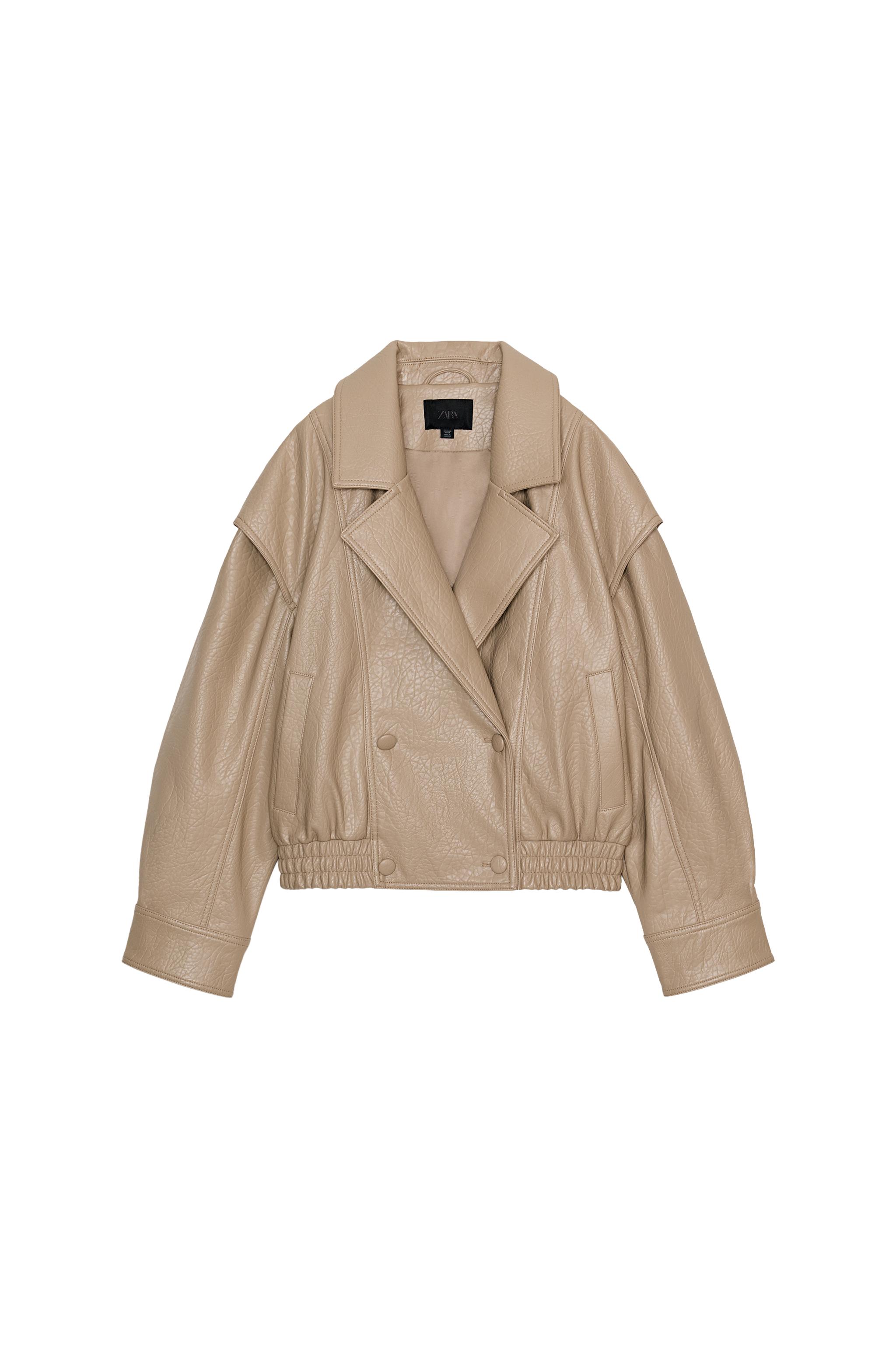 フェイクレザーボンバージャケット - ストーン | ZARA Japan / 日本