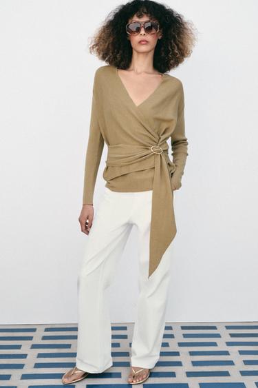 WRAP KNIT CARDIGAN - Brown / Taupe by Zara - Image 0