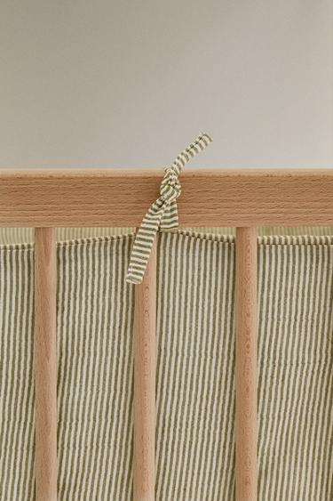TOUR DE LIT BÉBÉ LIT BÉBÉ GAZE RAYURES - Vert de Zara - Image 3