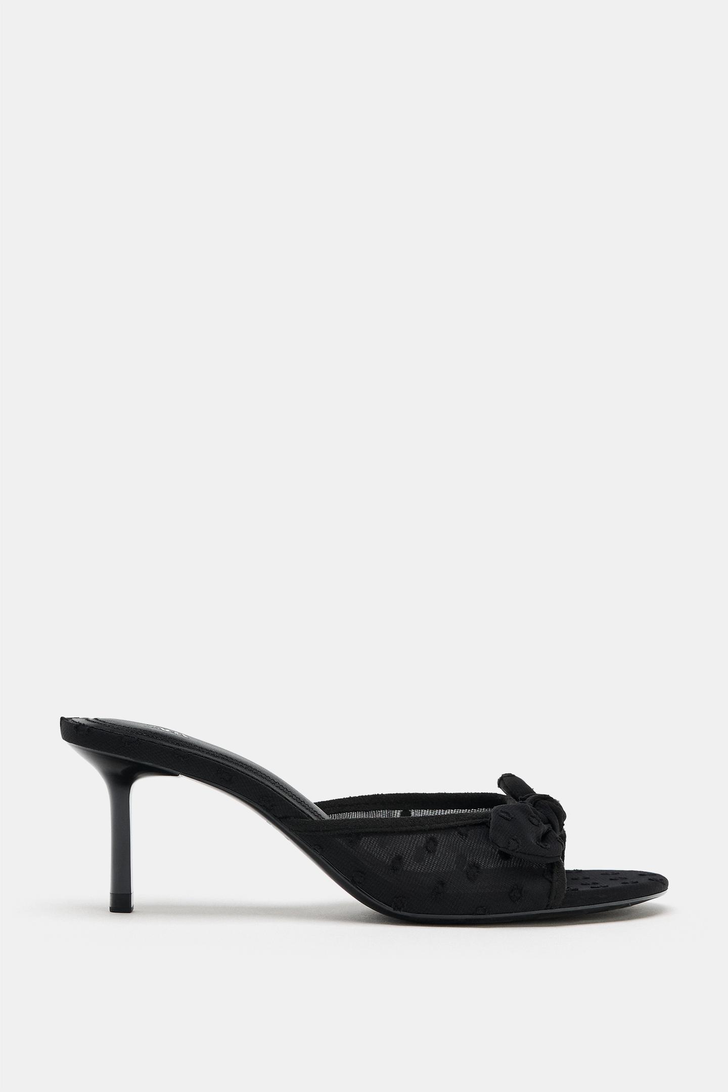 Женские сандалии Zara Mesh Heeled, цвет: Чёрный — фото 4