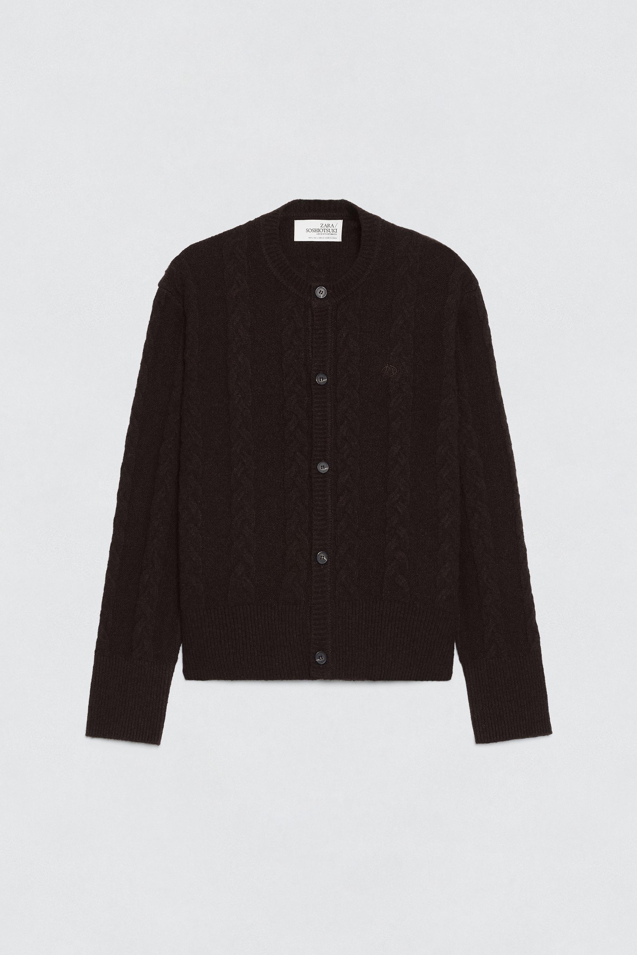 新品 XL SOSHIOTSUKI x ZARA ウールケーブルカーディガン SOSHIOTSUKI x ZARA ウールケーブルカーディガン - チョコレート