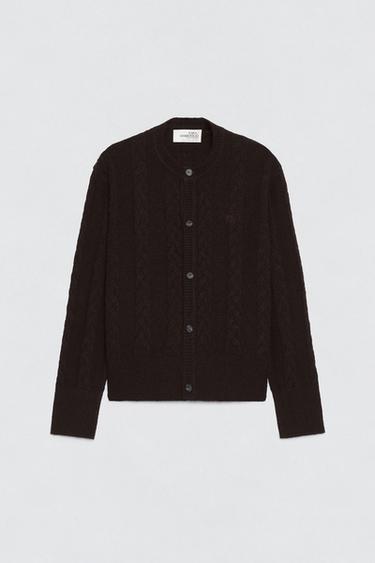CABLE KNIT WOOL CARDIGAN SOSHIOTSUKI x ZARA - Chocolate by Zara