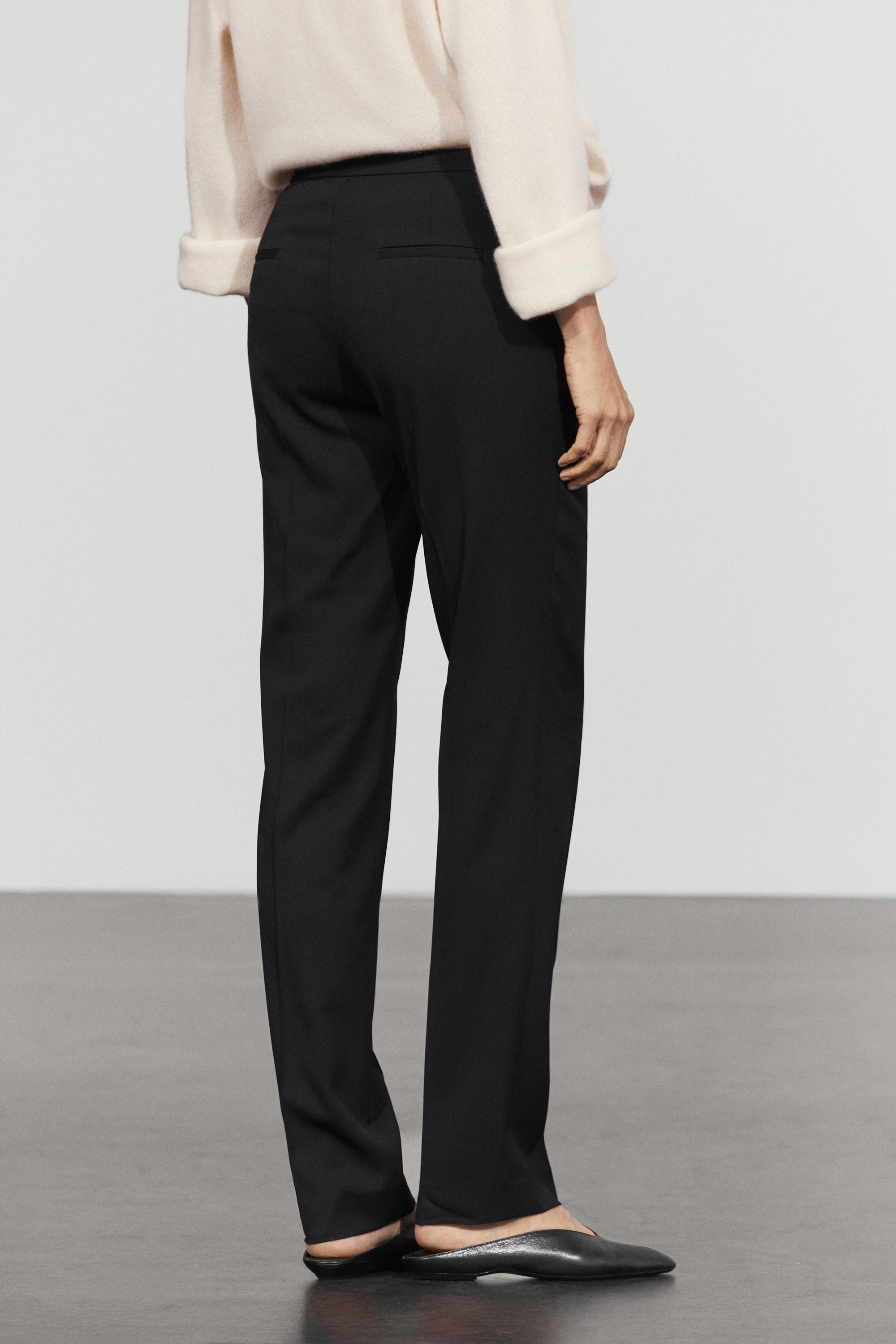 Pantalon taille fine en laine mélangée