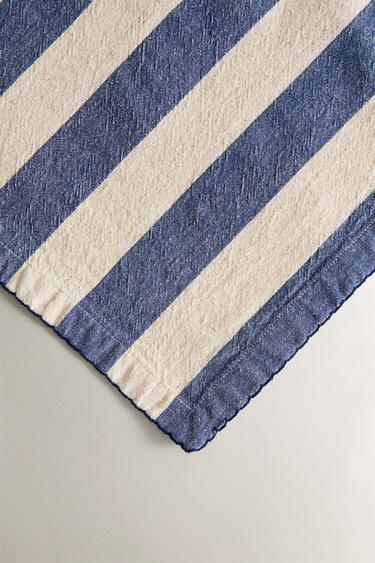 TABLECLOTH WITH DYED THREAD STRIPES - Ecru / Blue by Zara - Image 2
