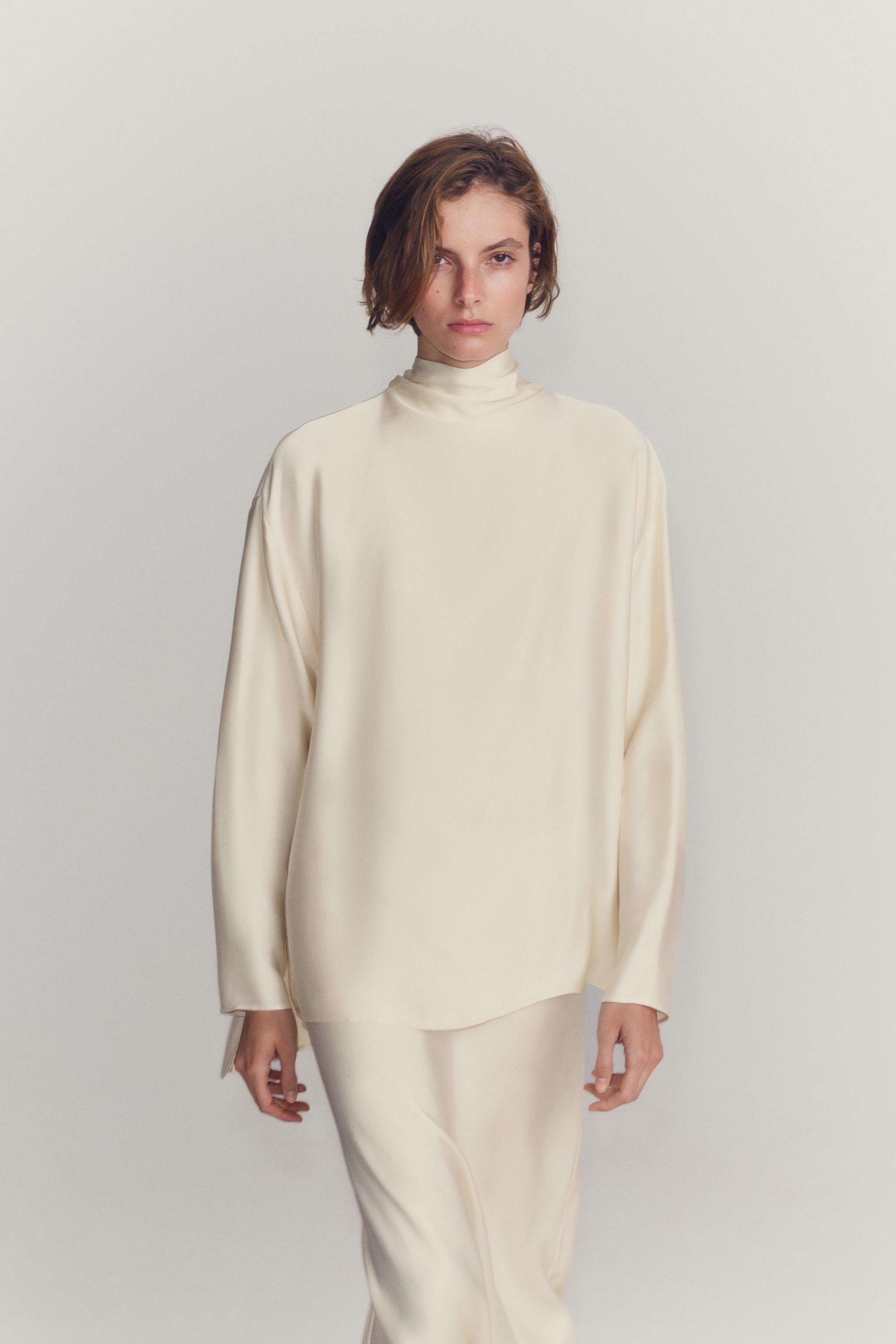 Zara ZW COLLECTION SATIN TIE SHIRT — фото 7