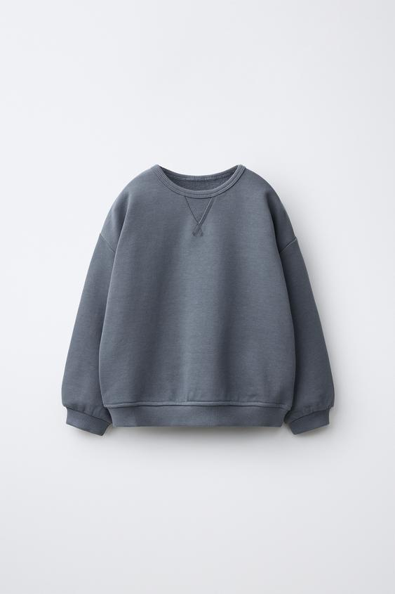 Zaras ENFÄRGAD SWEATSHIRT - Blå - Bild 0