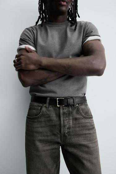 VINTAGE EFFECT LEATHER BELT - Black by Zara - Image 1