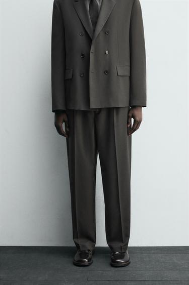 WOOL BLEND SUIT TROUSERS - Dark grey by Zara