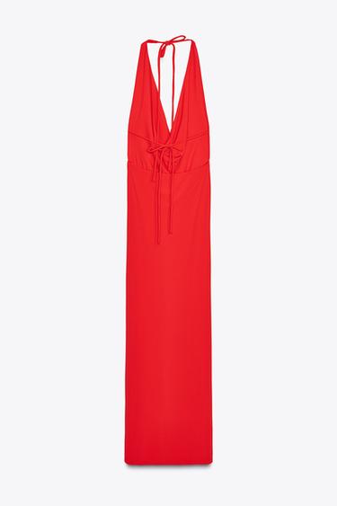 DRAPED HALTER MAXI DRESS - Red by Zara - Image 5