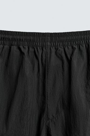 Zara CONTRAST TECHNICAL JOGGER PANTS - Black