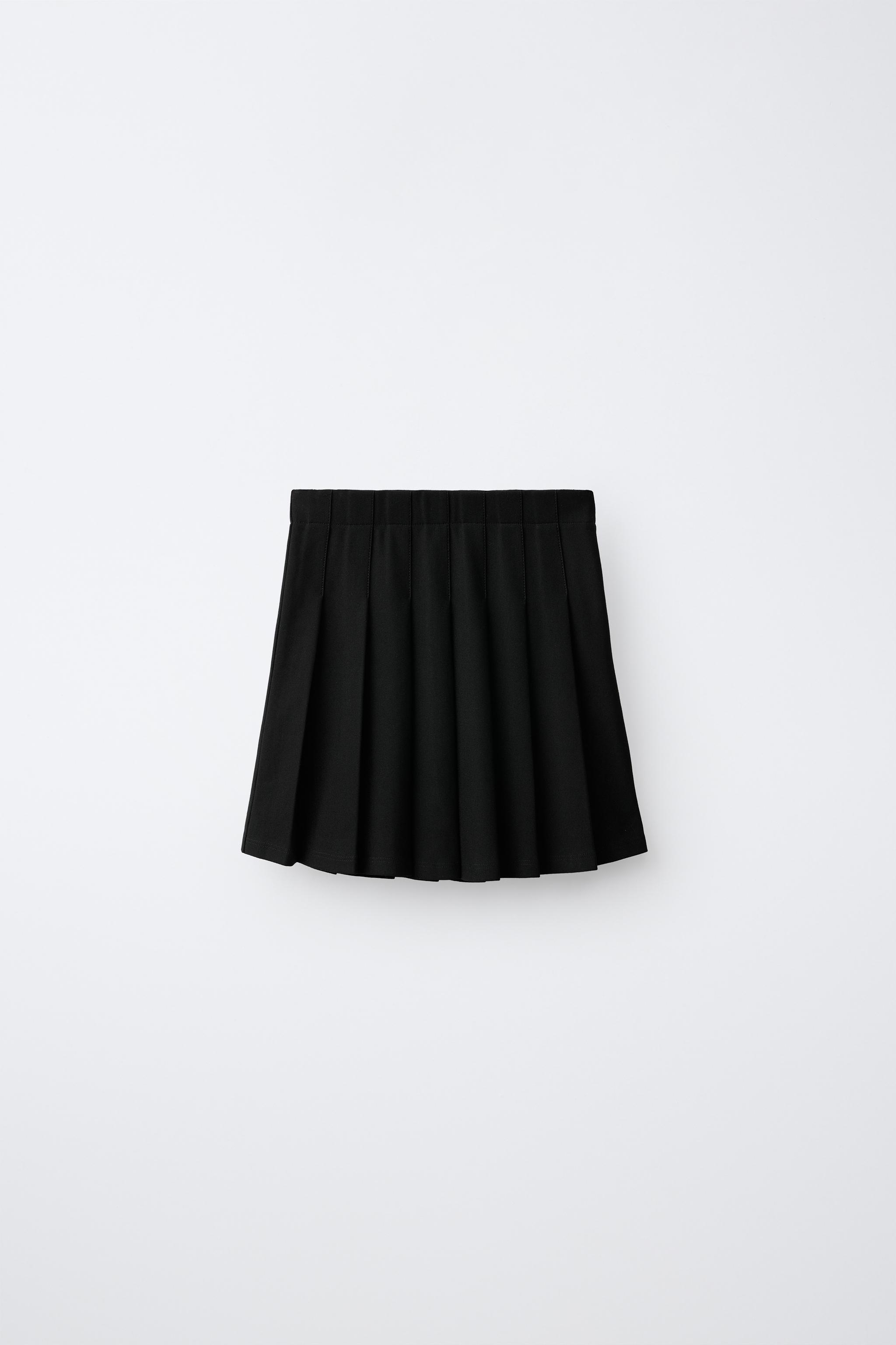 SOLID PLEATED SKIRT — Black (alternate view)