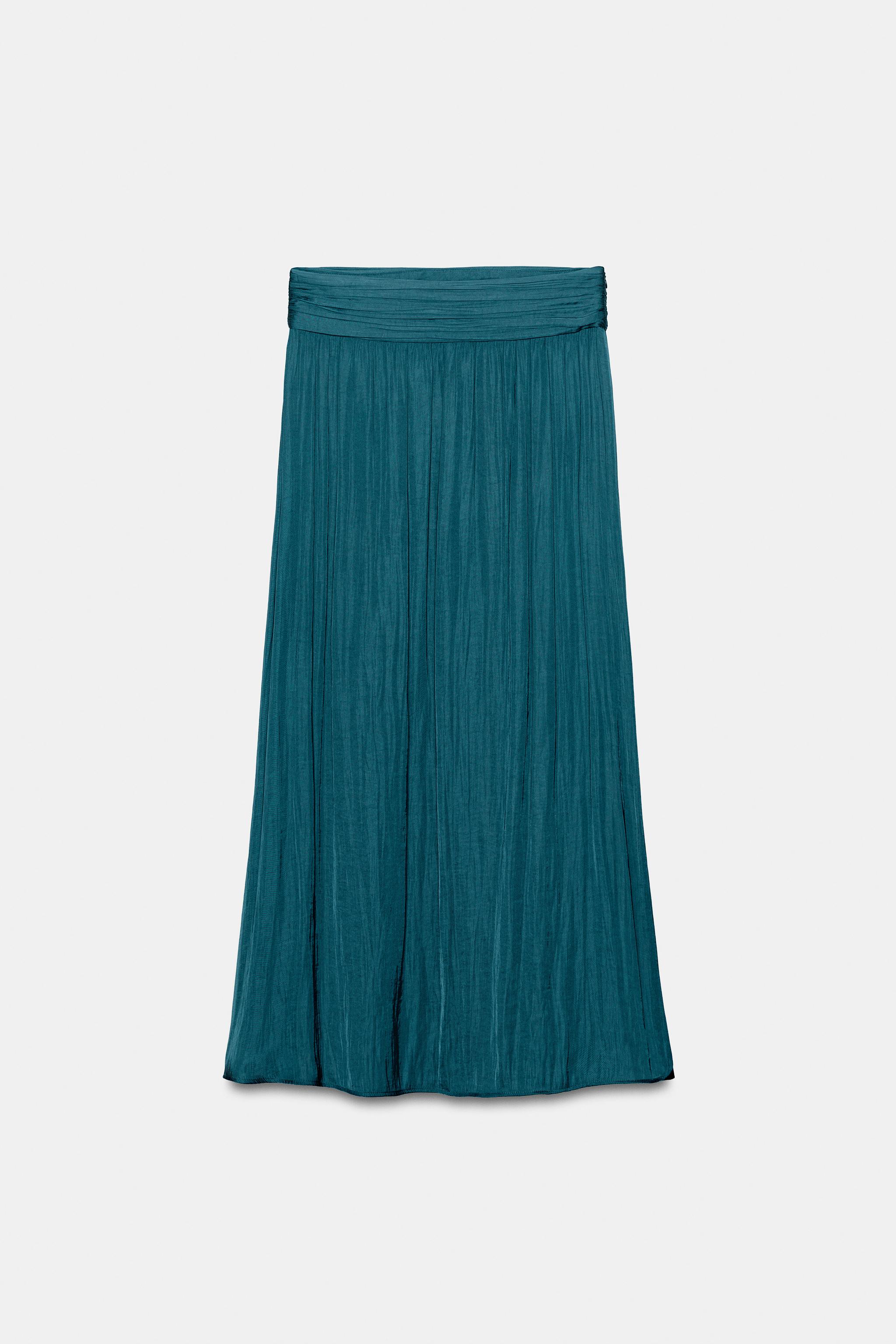 SATIN EFFECT MIDI SKIRT