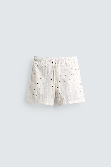 Zara HALF POLKA DOT SWIMSUIT - Ecru