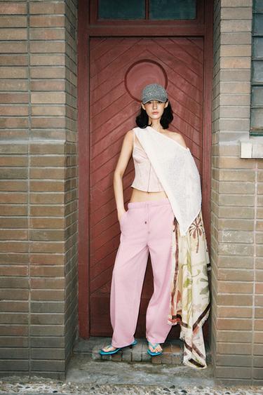 Zara 拼接吊帶馬甲 - 嫩粉色