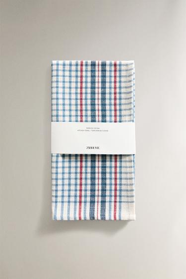 TORCHON COTON CARREAUX - Bleu de Zara - Image 4