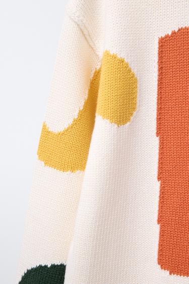COLOUR BLOCK KNIT SWEATER - Ecru by Zara - Image 3
