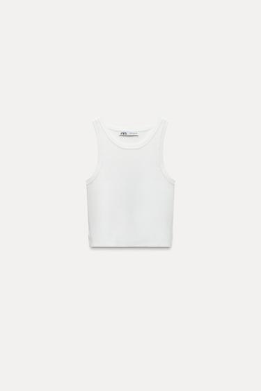 KNIT CROP TOP - Light ecru by Zara