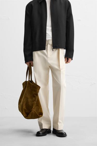LIMITED EDITION STRAIGHT-LEG TROUSERS WITH BELT - Ecru by Zara