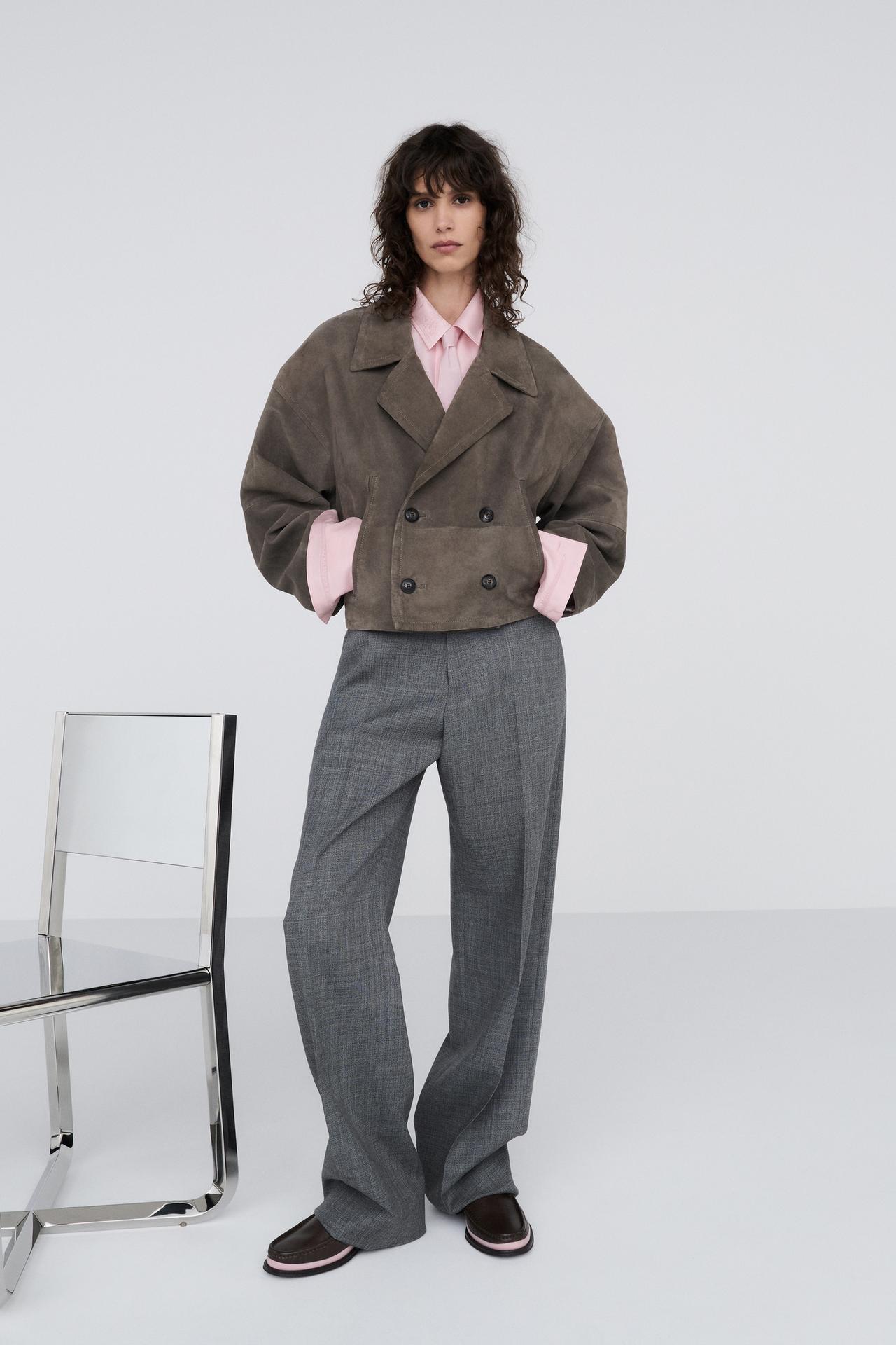 100% WOOL SUIT PANTS — Gray