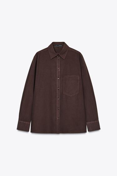 CHEMISE EN POPELINE À POCHE ZW COLLECTION - Marron de Zara - Image 5