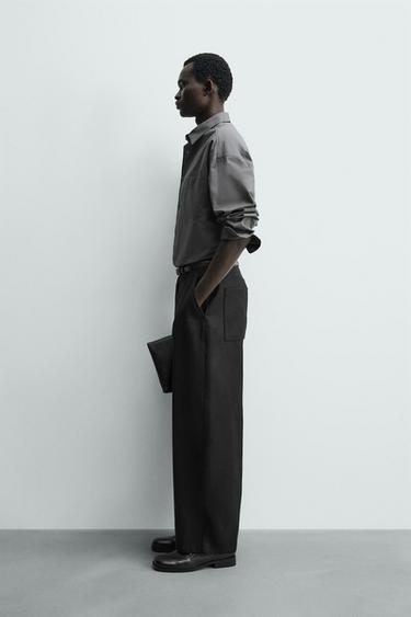 PANTALON BARREL FIT LYOCELL - COTON - Noir de Zara - Image 4