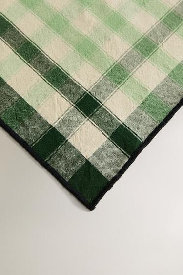 LOT SERVIETTES DE TABLE COTON CARREAUX (LOT DE 2) - Vert de Zara - Image 2