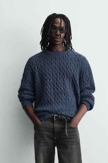 JERSEY ESTRUCTURA TRENZAS - Índigo de Zara