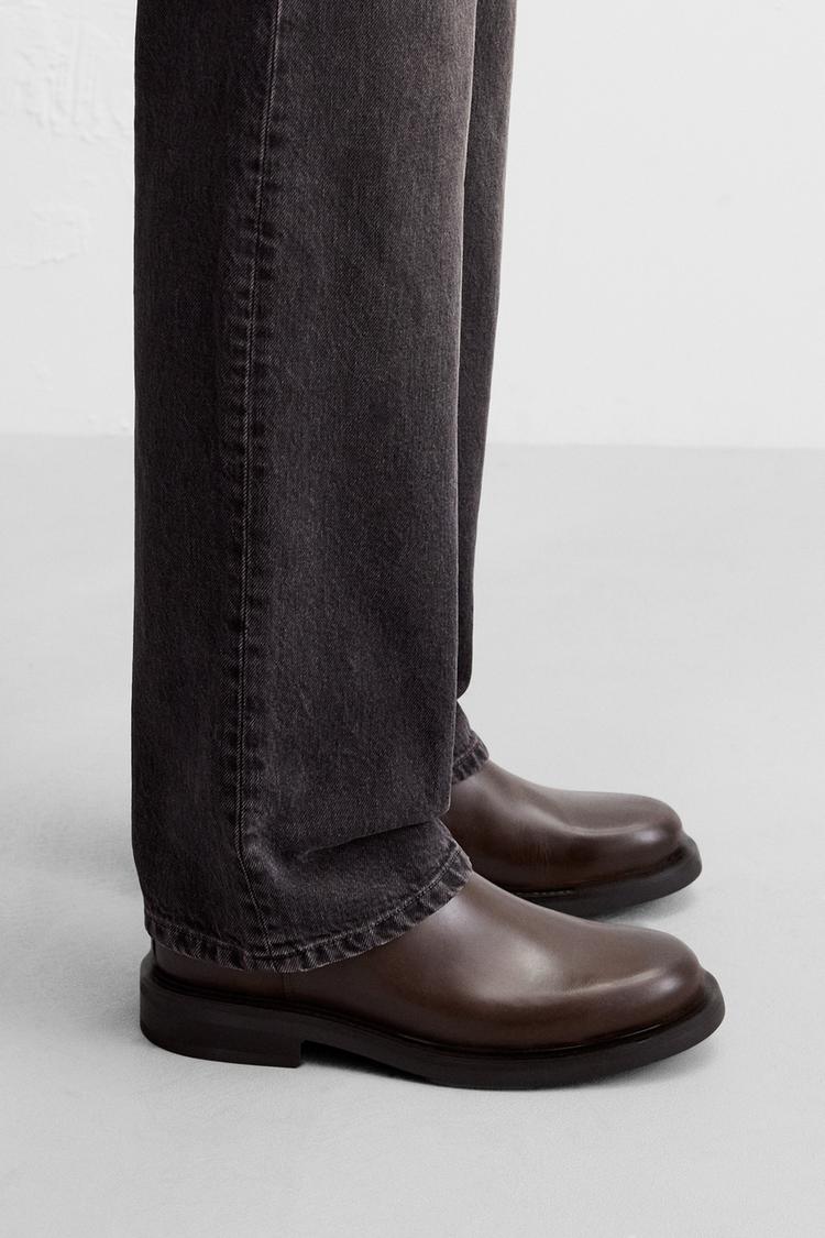 レザーチェルシーブーツ - ブラウン | ZARA Japan / 日本