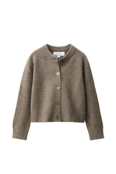 Zara 素面針織開襟衫 - 棕色 / 暗灰褐色