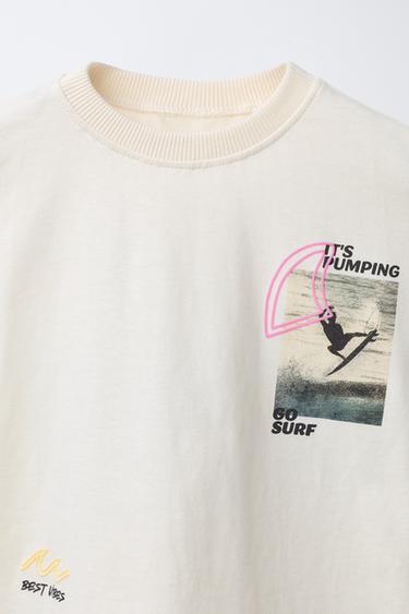 SURF PHOTO PRINT T-SHIRT - Ecru by Zara - Image 2